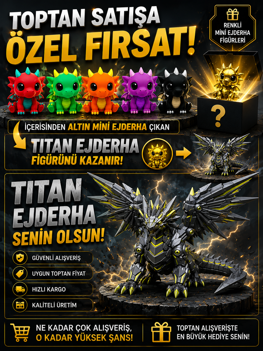 Cute Little Dragon - Yumurtadan Çıkıyor! | 6'li Koleksiyon 100 adet Karışık yumurta seti