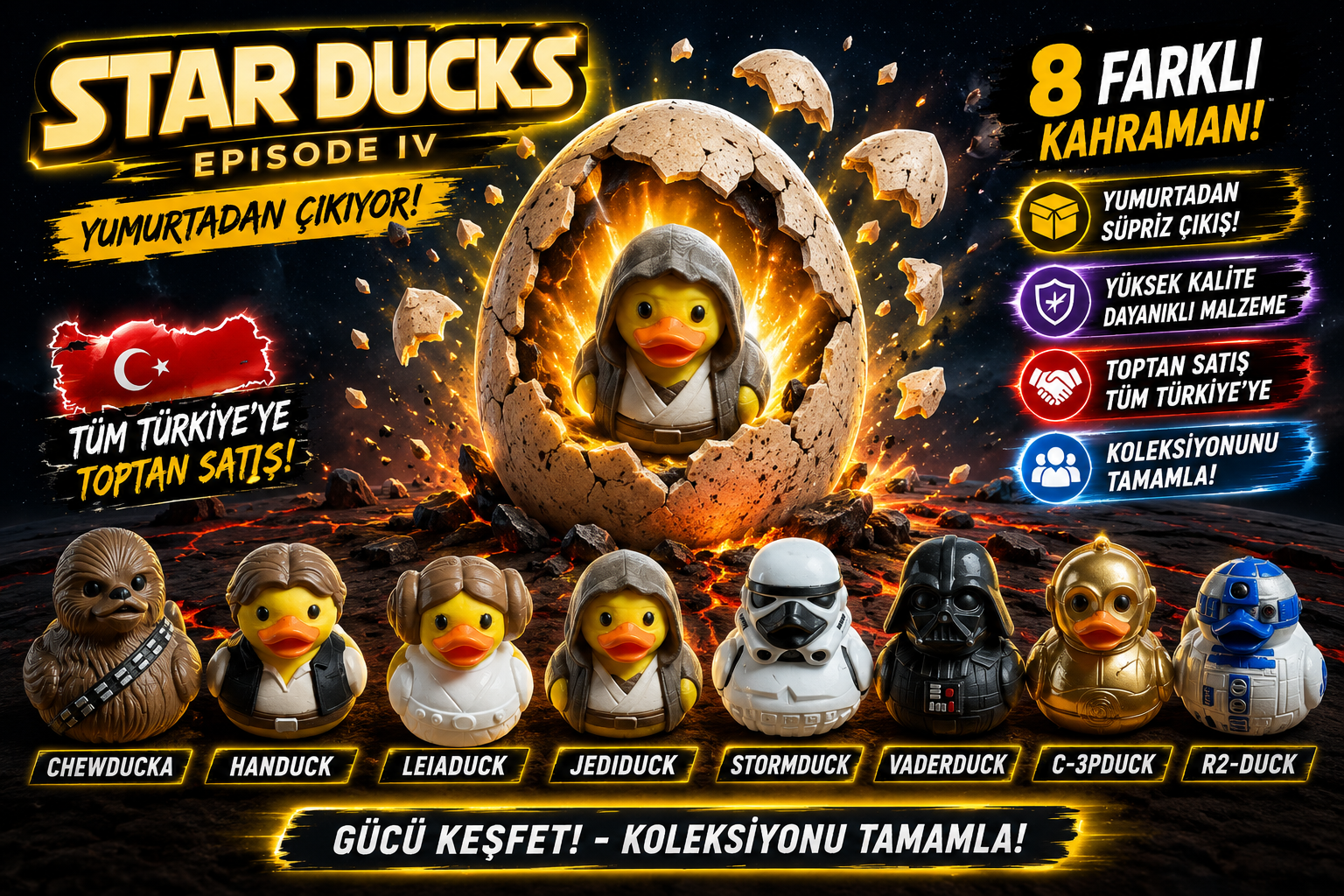 Star Ducks - Episode IV: Yumurtadan Çıkıyor! | 8'li Koleksiyon 50 adet Karışık yumurta seti çıkmaktadır