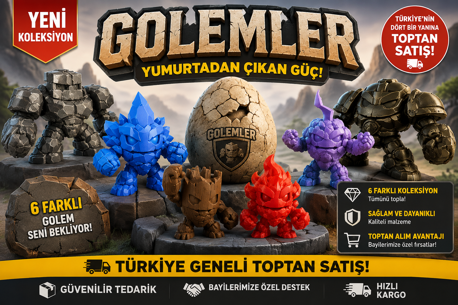 Golemler - Yumurtadan Çıkan Güç! | 6'lı Koleksiyon 50 adet Karışık